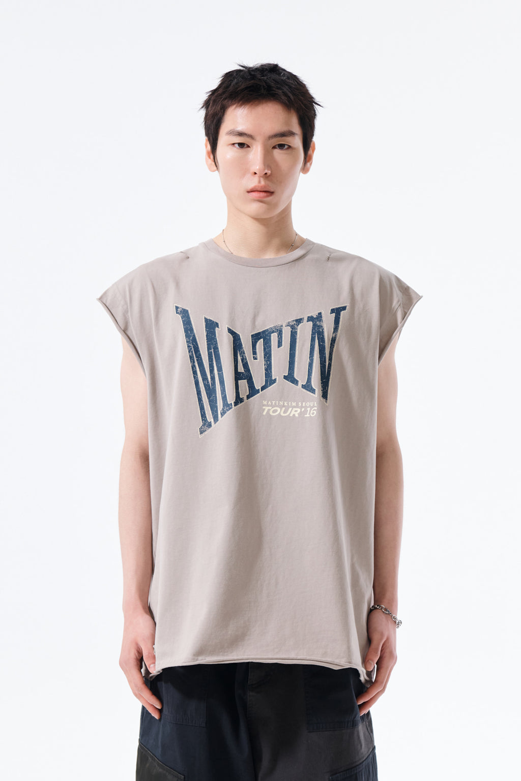 Matin Kim - Raw Edge Cut Out Sleeveless Top (Beige) product image 5 | TRAB K-Fashion Australia