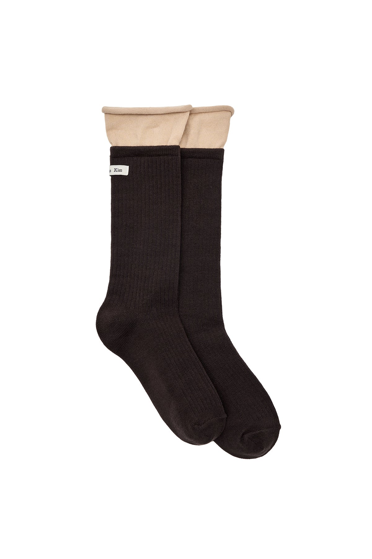 Matin Kim - Two Tone Layered Socks (Brown) product image 5 | TRAB K-Fashion Australia