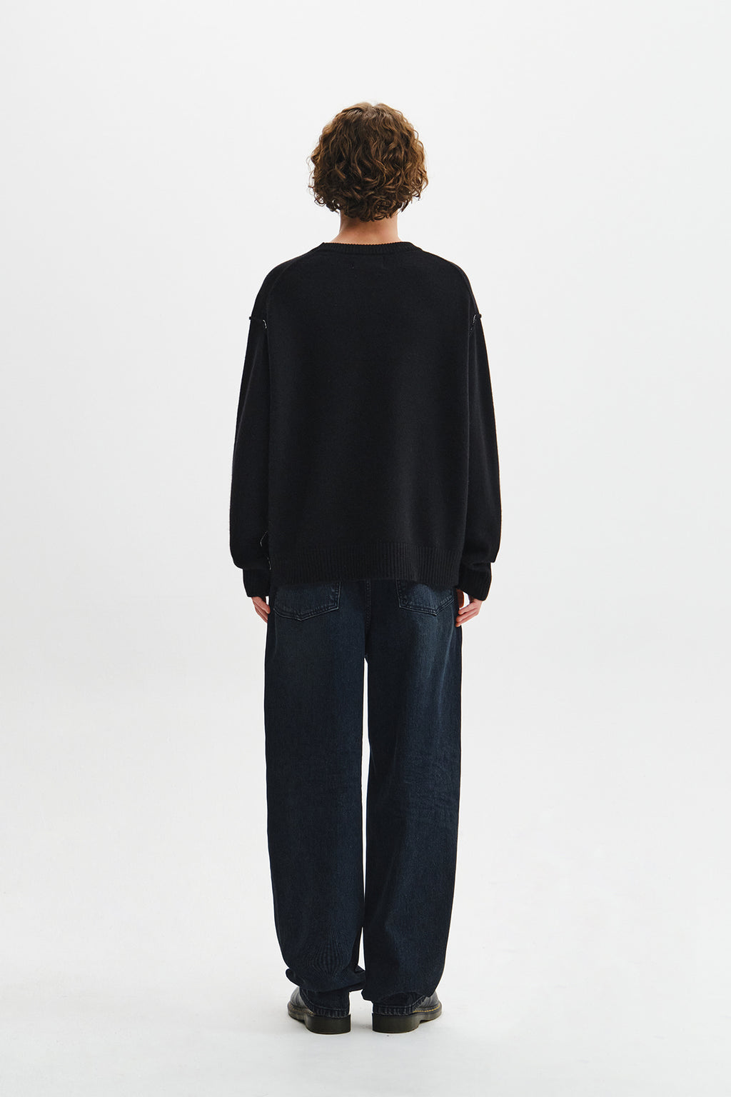Matin Kim - Grid Logo Cashmere Blended Knit Pullover (Black) product image 9 | TRAB K-Fashion Australia