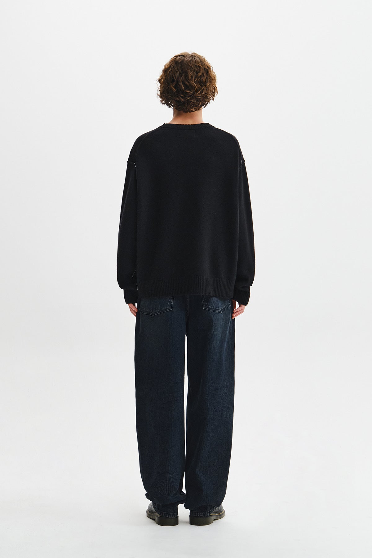 Matin Kim - Grid Logo Cashmere Blended Knit Pullover (Black) product image 9 | TRAB K-Fashion Australia