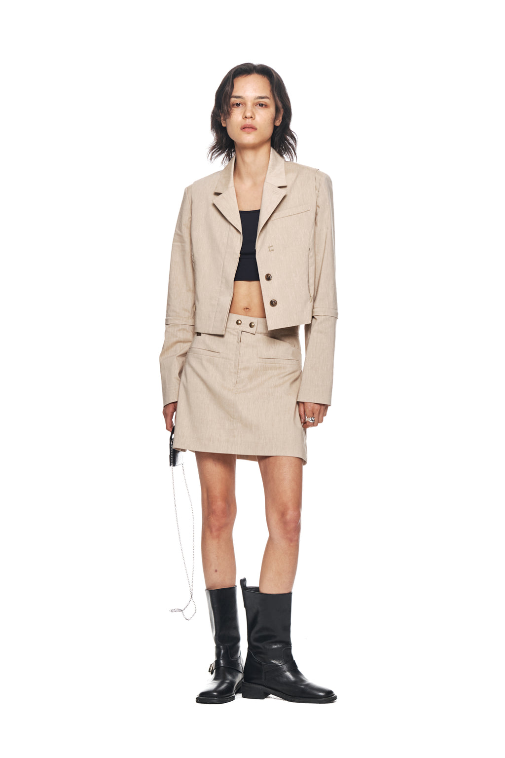Matin Kim - Zipper Point Linen Mini Skirt (Beige) product image 8 | TRAB K-Fashion Australia