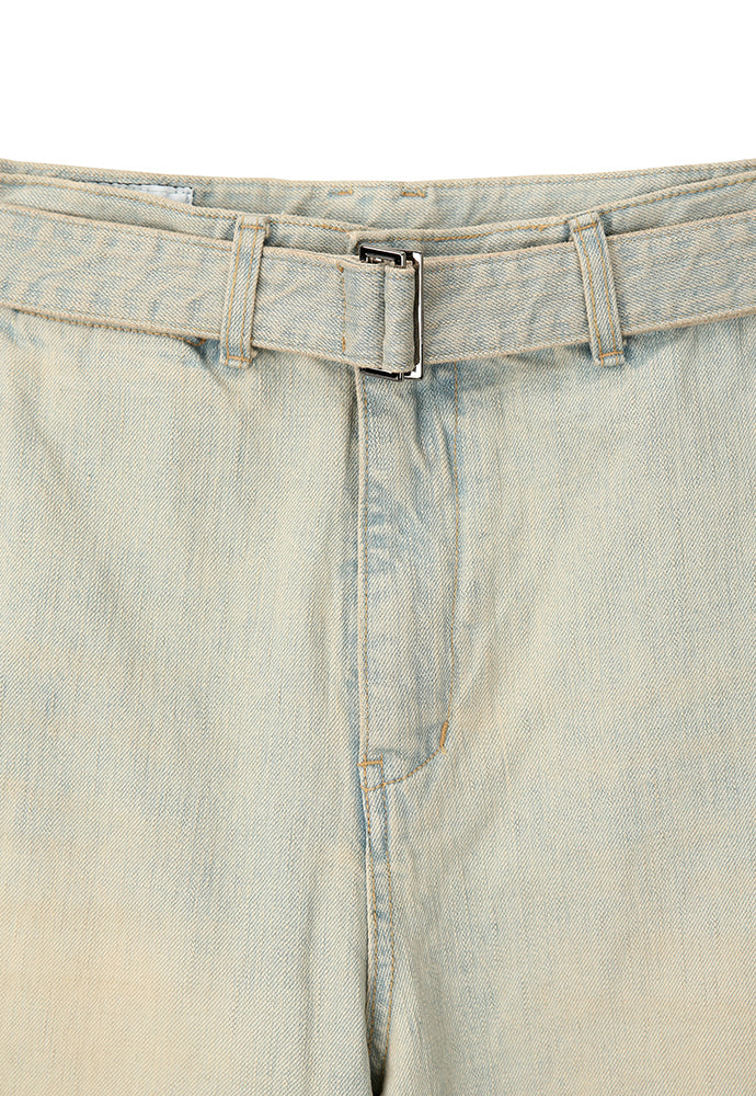 Art if acts - Belted Wide Denim Pants (Bleached Indigo) product image 8 | TRAB K-Fashion Australia