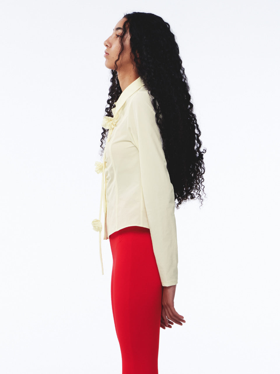 Kijun - Corsage Shirring Shirt (Butter) product image 1 | TRAB K-Fashion Australia