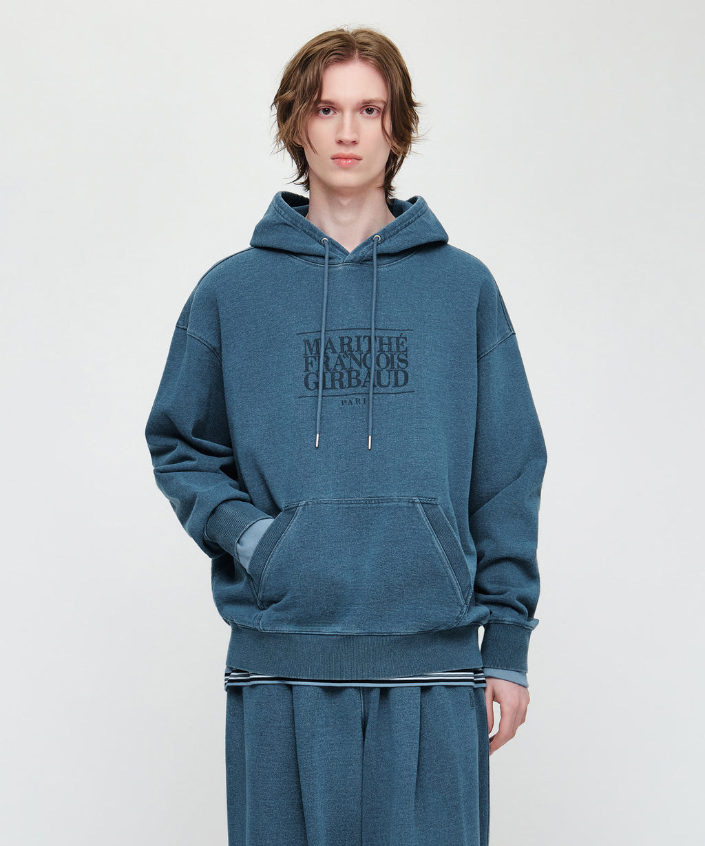 Marithe & Francois Girbaud - Crack Classic Logo Dyeing Oversized Hoodie (Blue) product image 1 | TRAB K-Fashion Australia