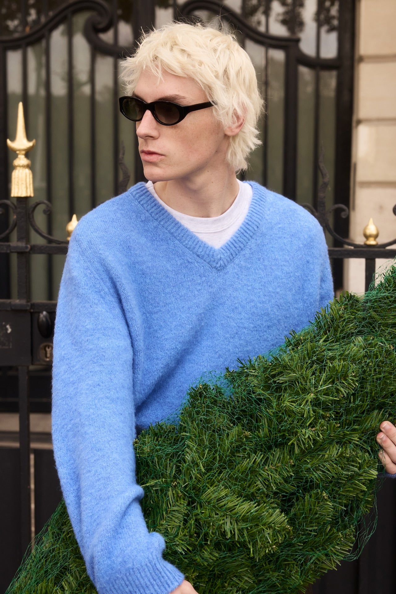 STU - Boucle V-Neck Knit In Azure (Blue) product image 11 | TRAB K-Fashion Australia