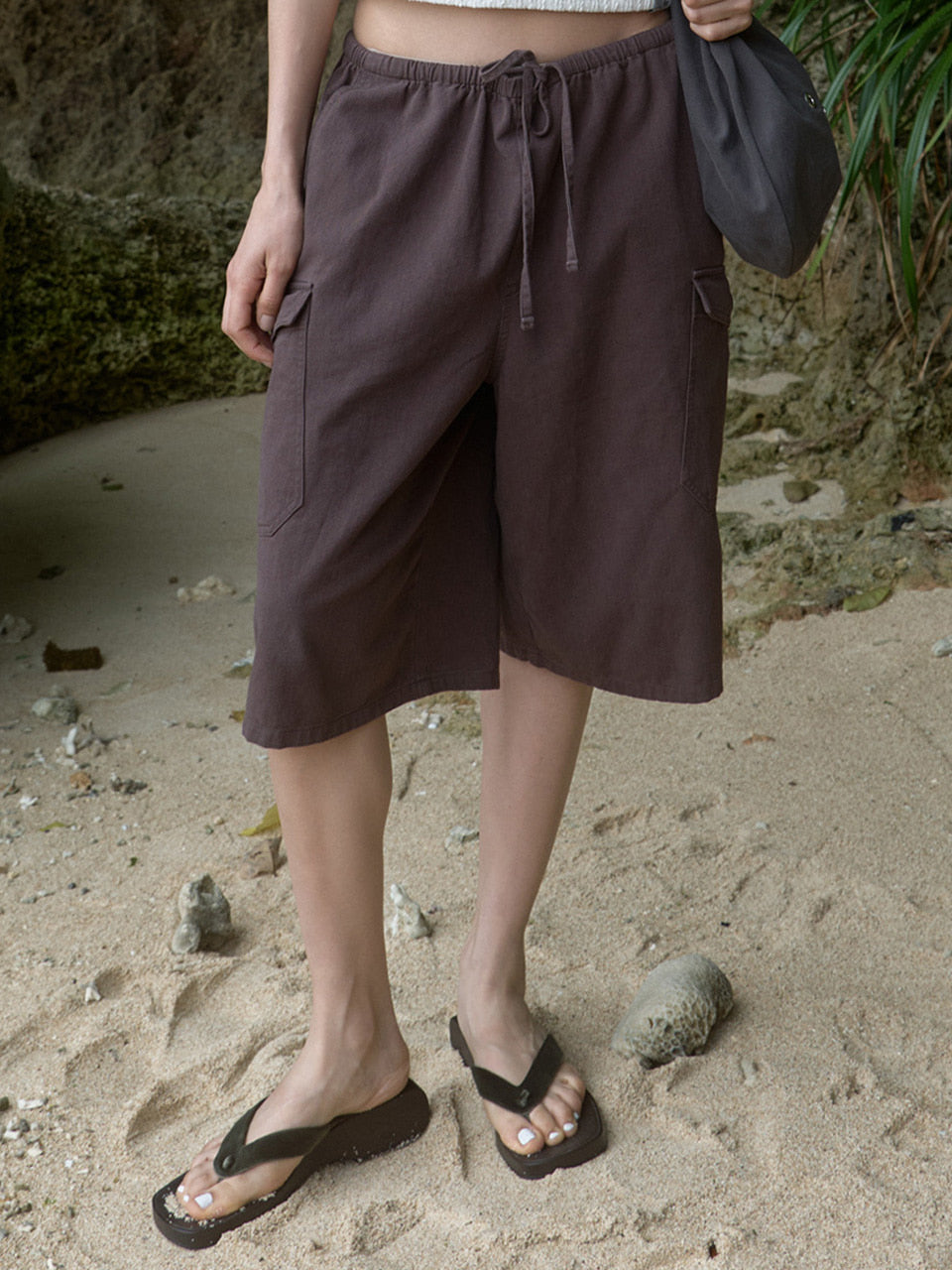 Kijun - Washed Cargo Bermuda Shorts (Brown) product image 2 | TRAB K-Fashion Australia