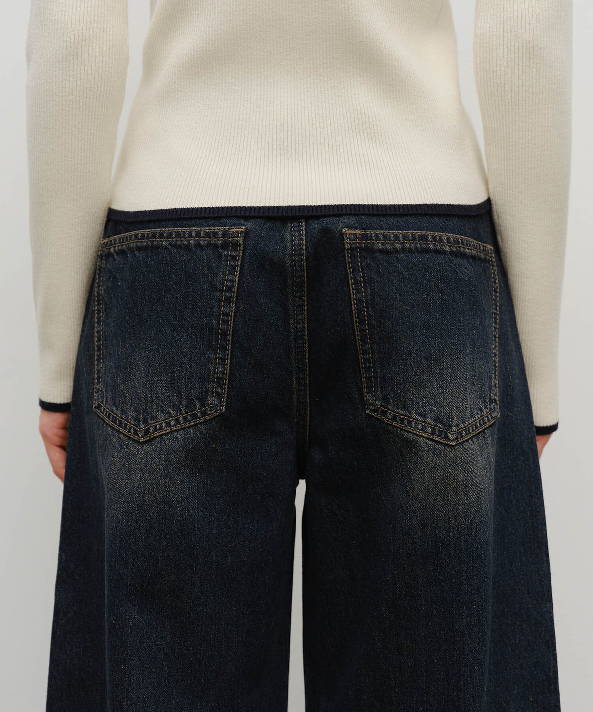Marithe & Francois Girbaud - Vintage Washed Denim Pants (Dark Blue) product image 2 | TRAB K-Fashion Australia