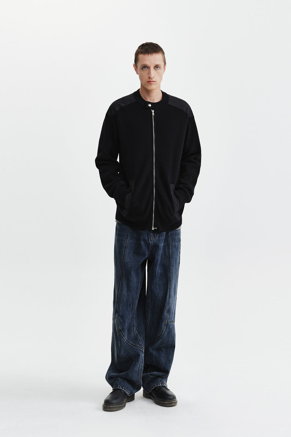 Matin Kim - Patch Detail Knit Zip Up (Black) product image 10 | TRAB K-Fashion Australia