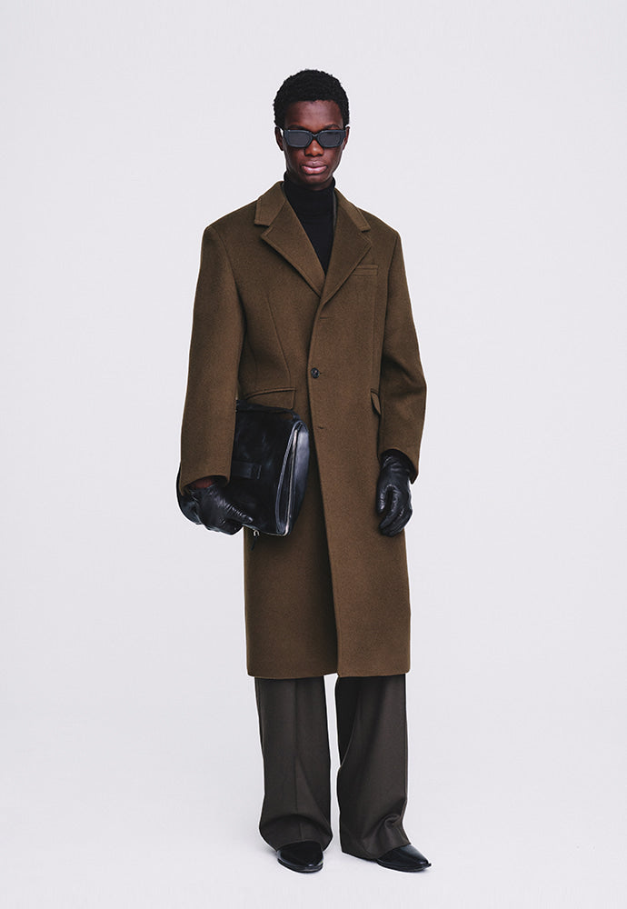Tonywack - Cashmere Single-Breasted Tailored Wrap Coat (Wood Brown) product image 5 | TRAB K-Fashion Australia