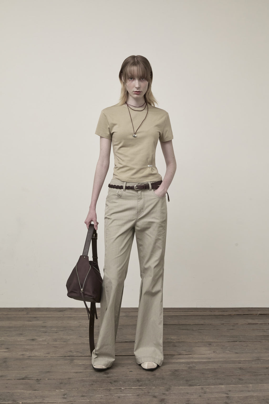 Matin Kim - Mini Label Shirring Top (Beige) product image 8 | TRAB K-Fashion Australia