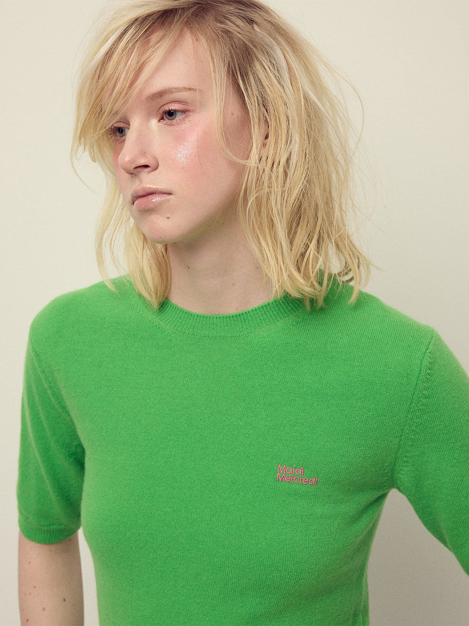 Mardi Mercredi - Cashmere Blended Top Short Sleeve Essential (Applegreen) product image 1 | TRAB K-Fashion Australia
