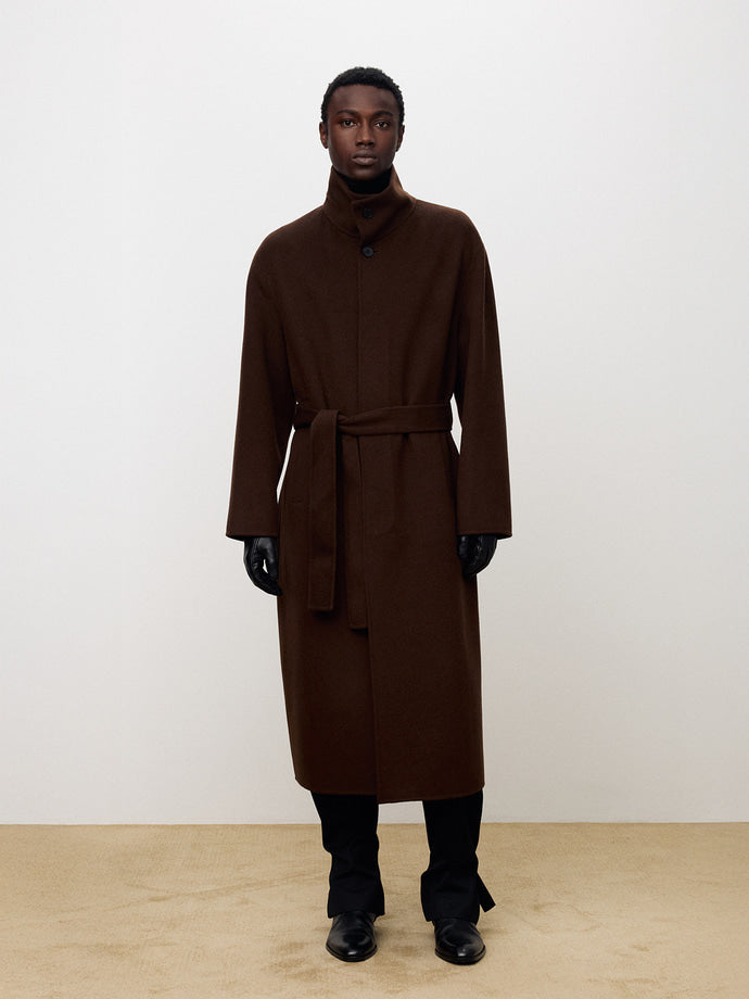 Tonywack - Hand-Made Wool Cashmere Stand-Collar Coat (Penny Brown) product image 2 | TRAB K-Fashion Australia