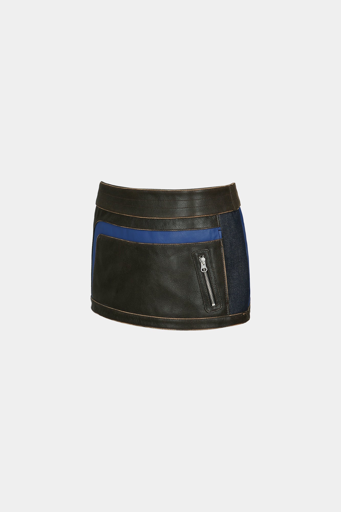 Andersson Bell - Denim Combo Racing Leather Skirts (Brown) product image 8 | TRAB K-Fashion Australia