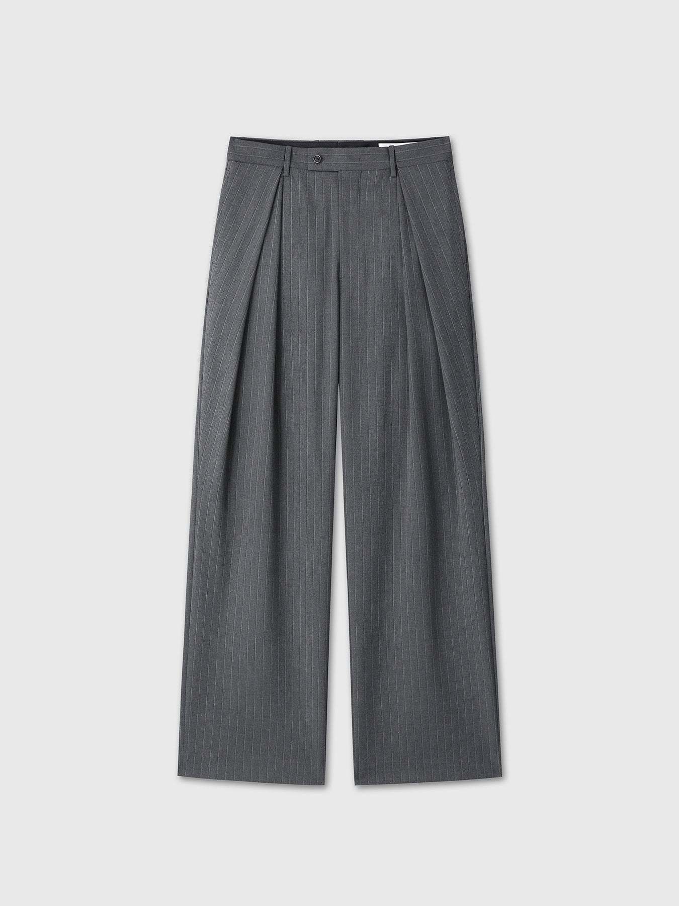 Tonywack - Cross Tuck Wide Trousers (Grey Pinstripe) product image 7 | TRAB K-Fashion Australia