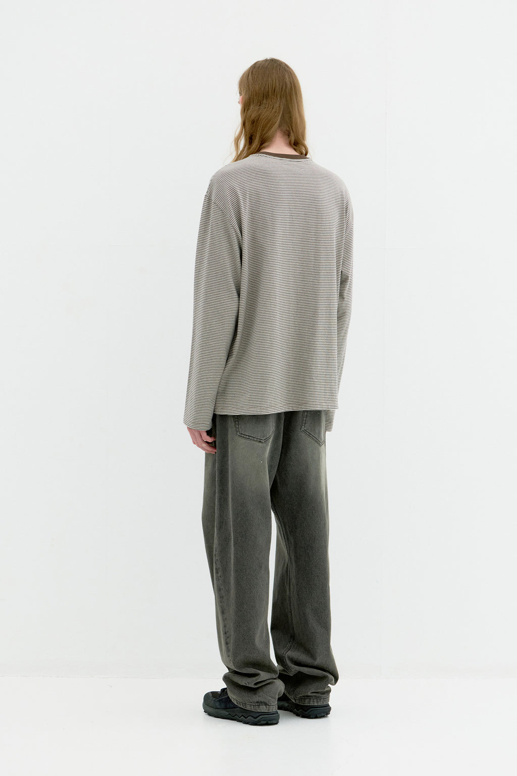Coor - Multi Pin Stripe Pocket T-Shirt (Beige) product image 4 | TRAB K-Fashion Australia
