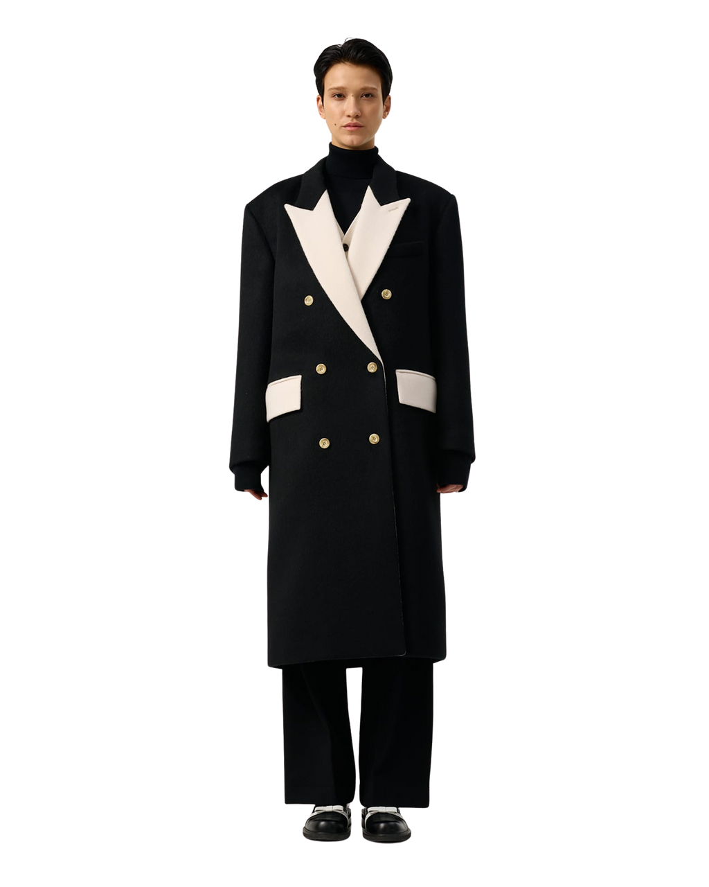 Kimhe Kim - Bi Color Double Breasted Coat (Black/Ivory) product image 17 | TRAB K-Fashion Australia