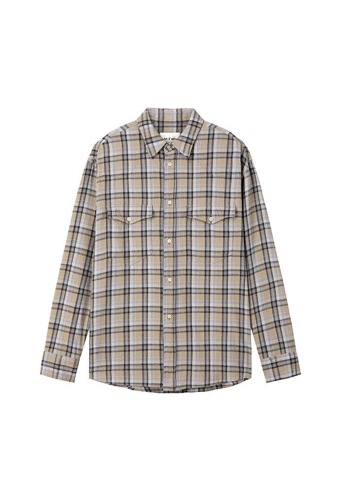 Art if acts - Washed Check Western Shirt (Stone/Grey) product image 8 | TRAB K-Fashion Australia