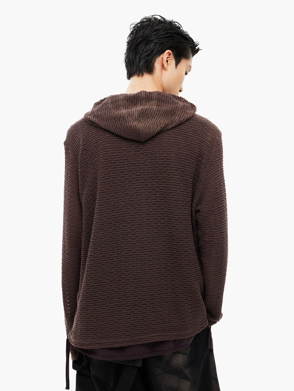 Jiyong Kim - Sun-Bleached Layered Net Hoodie (Burgundy) product image 9 | TRAB K-Fashion Australia