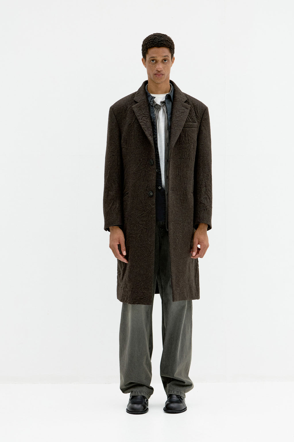 Coor - Crease Washed Wool Single Coat (Dark Brown) product image 2 | TRAB K-Fashion Australia