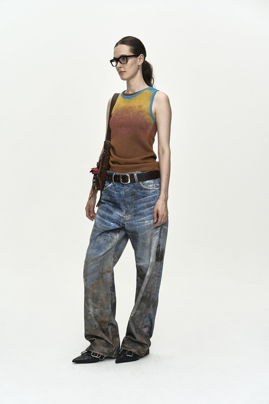 Andersson Bell - Unisex Festival Mud Printed Jeans (Blue) product image 3 | TRAB K-Fashion Australia
