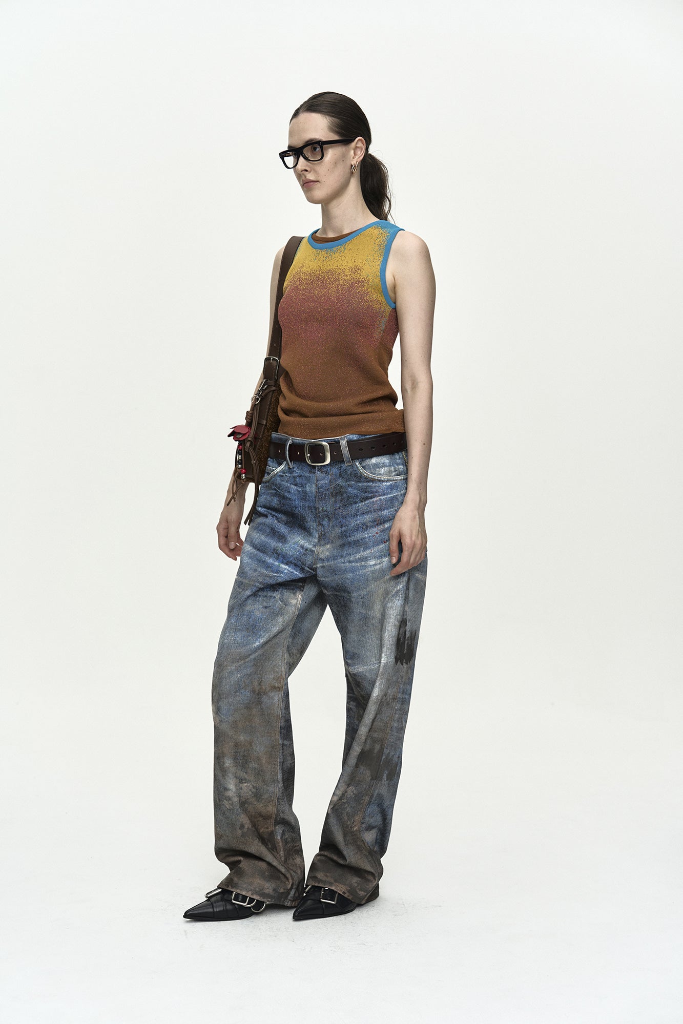 Andersson Bell - Unisex Festival Mud Printed Jeans (Blue) product image 3 | TRAB K-Fashion Australia