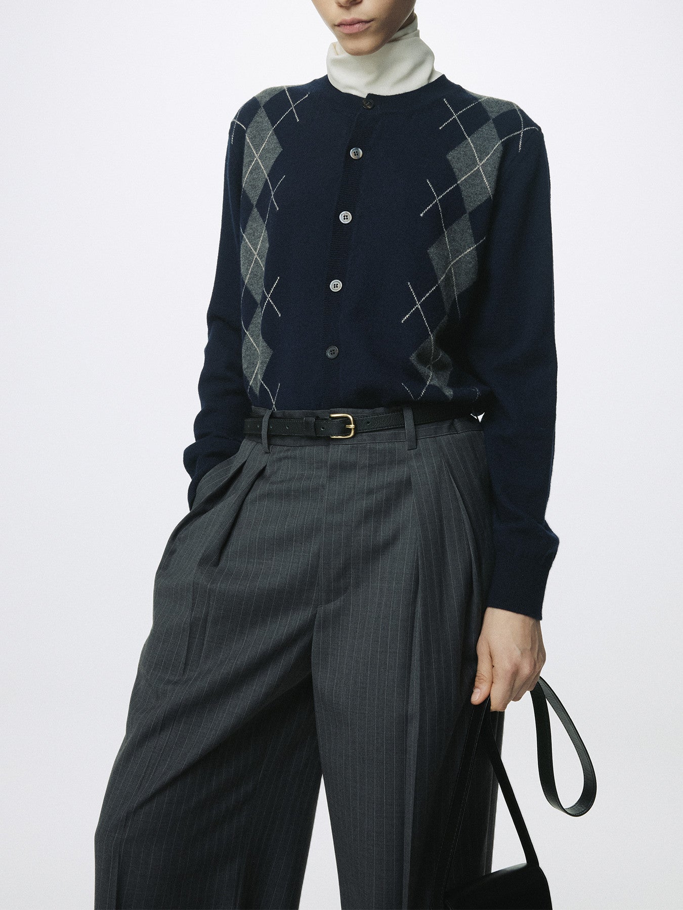 Tonywack - Striped Wool Double-Pleated Wide Trousers (Grey Stripe) product image 3 | TRAB K-Fashion Australia