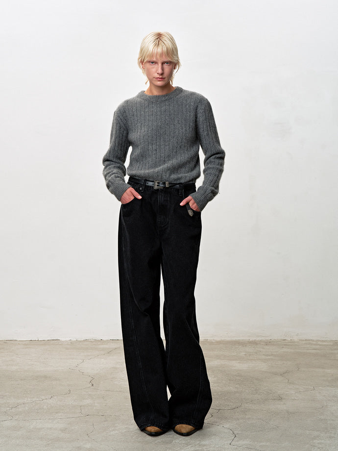 Tonywack - Oversized Wide-Leg Denim Jeans (Black) product image 1 | TRAB K-Fashion Australia