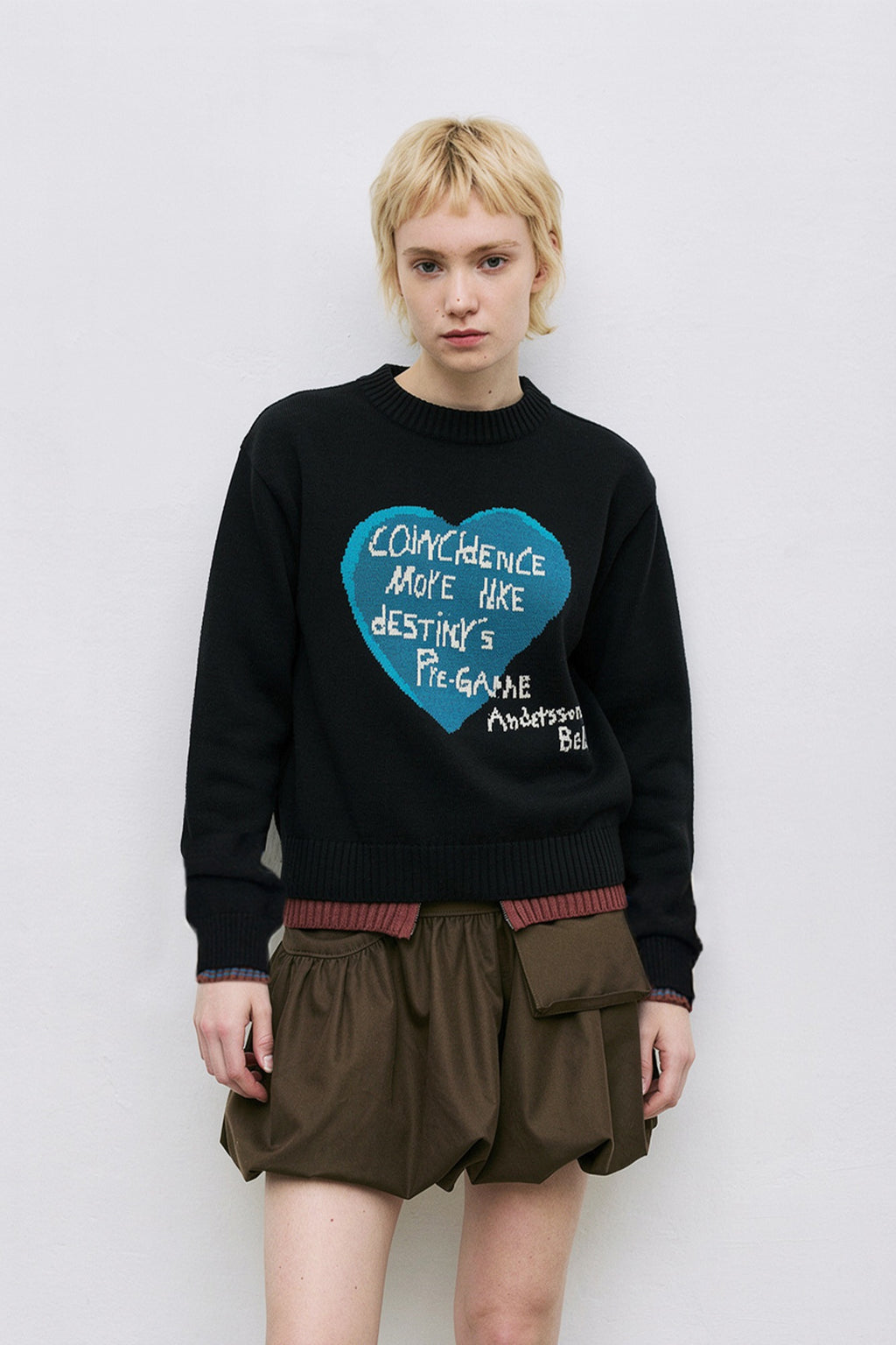 Andersson Bell - Girl's Heart Message Crew-Neck Sweater (Black) product image 1 | TRAB K-Fashion Australia