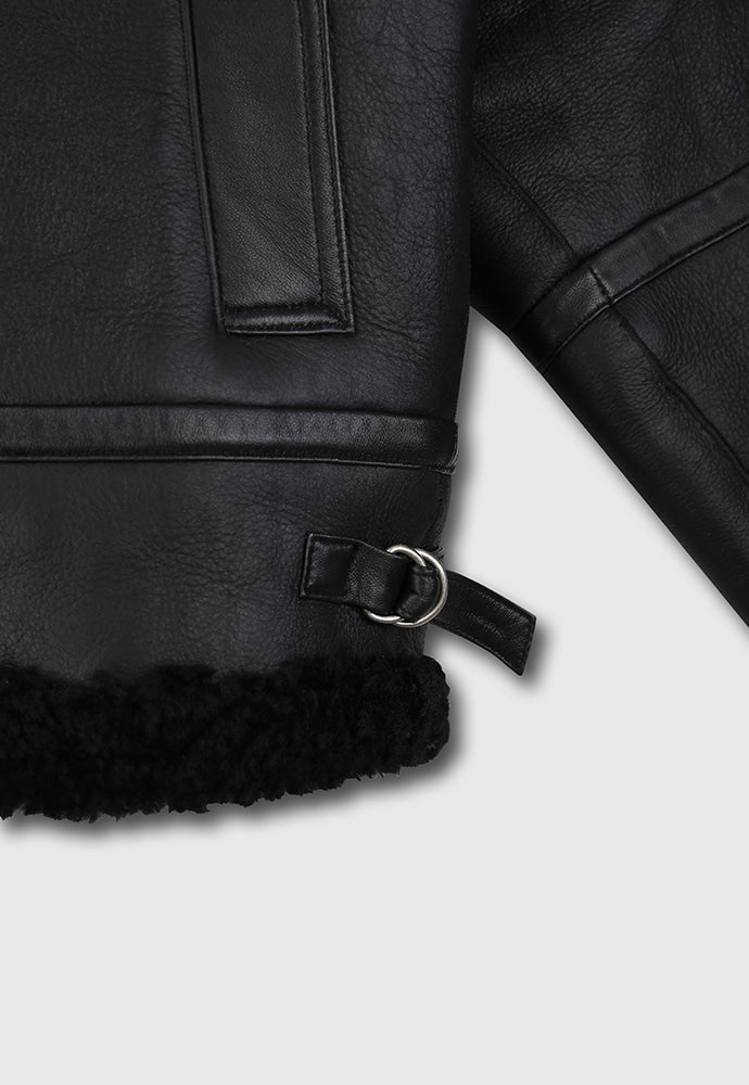 Tonywack - Lamb Leather Shearling Aviator Jacket (Black) product image 16 | TRAB K-Fashion Australia