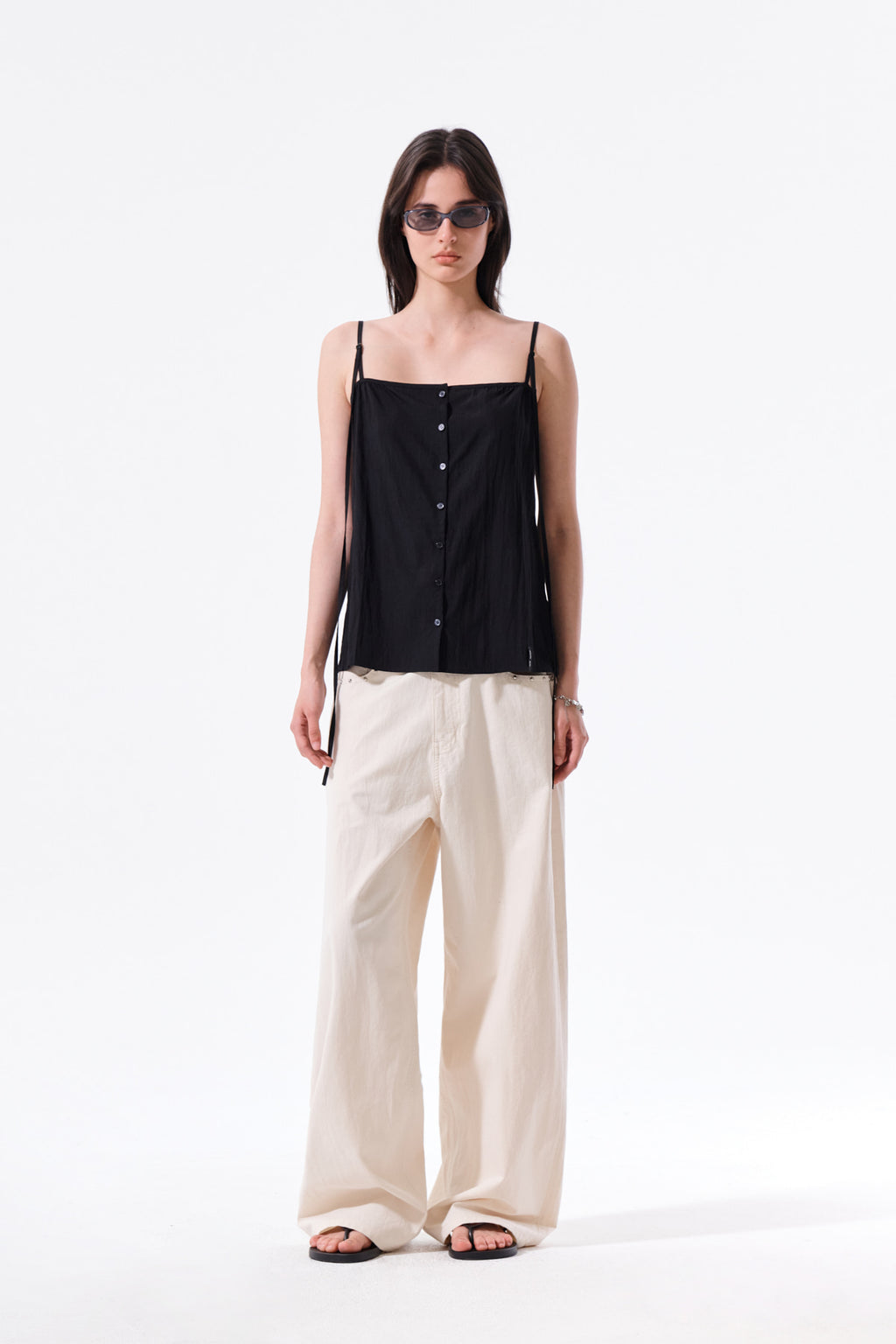 Matin Kim - Button Sleeveless Blouse (Black) product image 9 | TRAB K-Fashion Australia