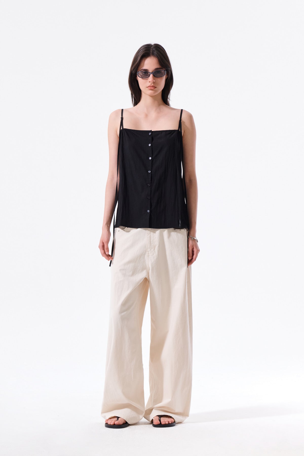 Matin Kim - Button Sleeveless Blouse (Black) product image 9 | TRAB K-Fashion Australia