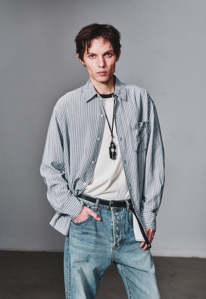 Art if acts - Wrinkle Rayon Shirt (Grey/Liberty Blue) product image 5 | TRAB K-Fashion Australia
