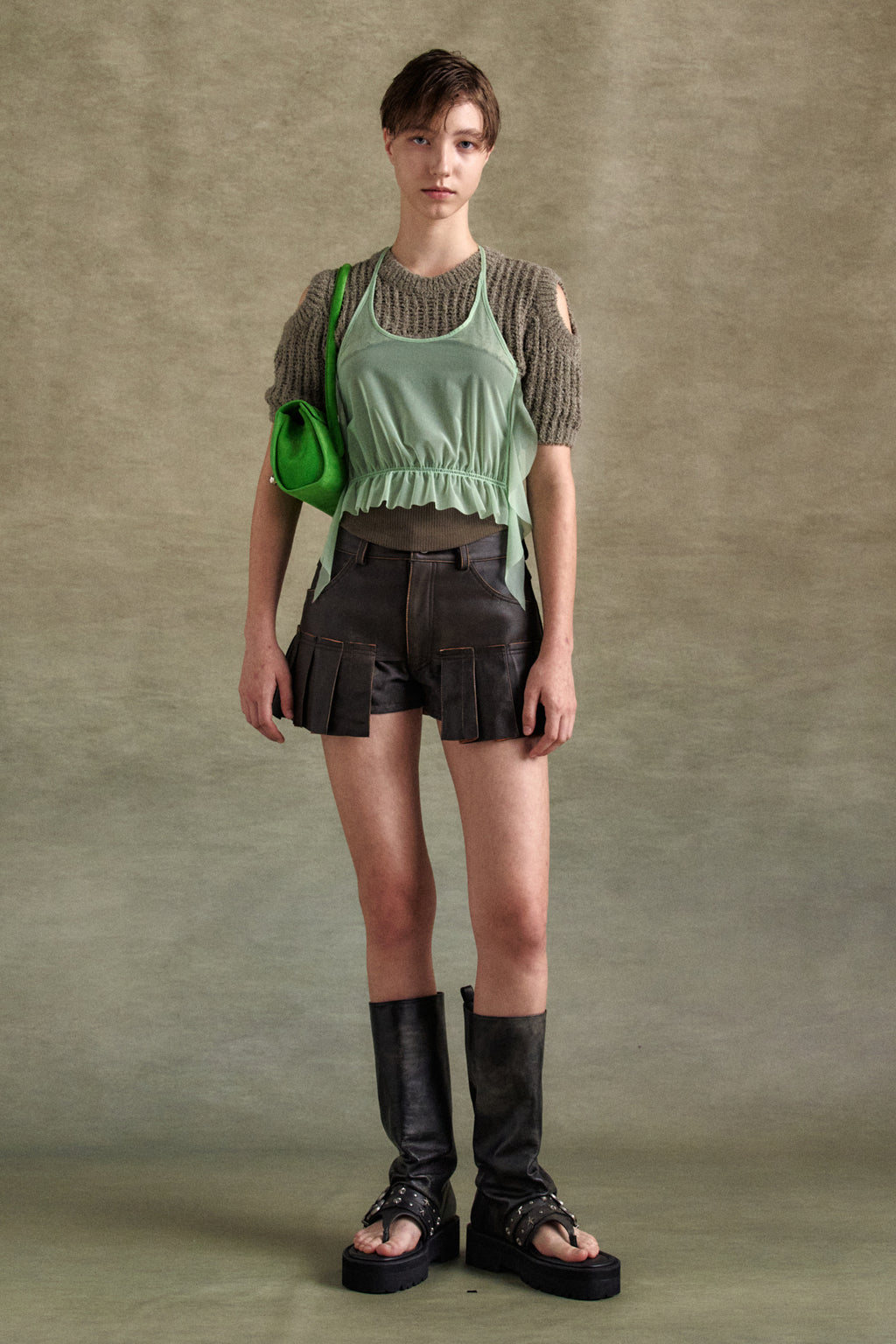 Andersson Bell - Cut-Out Combination Knit Top (Beige) product image 9 | TRAB K-Fashion Australia