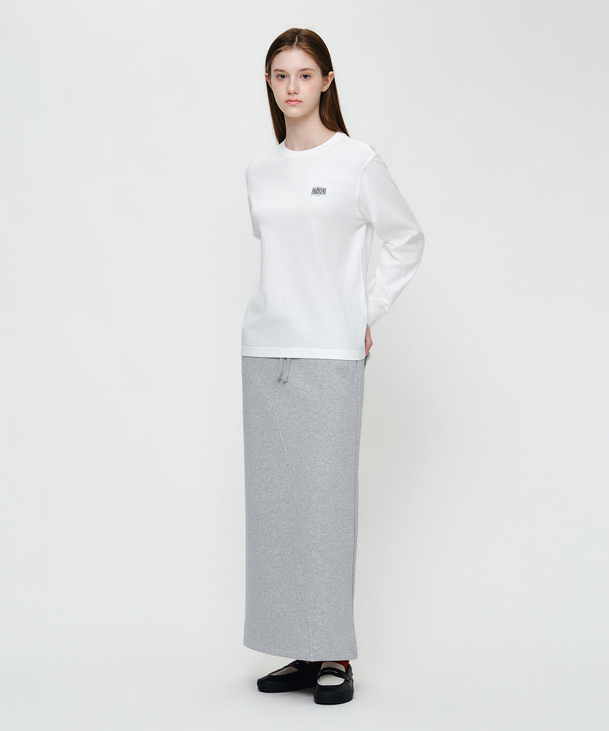 Marithe & Francois Girbaud - Classic Logo Long Sweat Skirt (Heather Gray) product image 5 | TRAB K-Fashion Australia