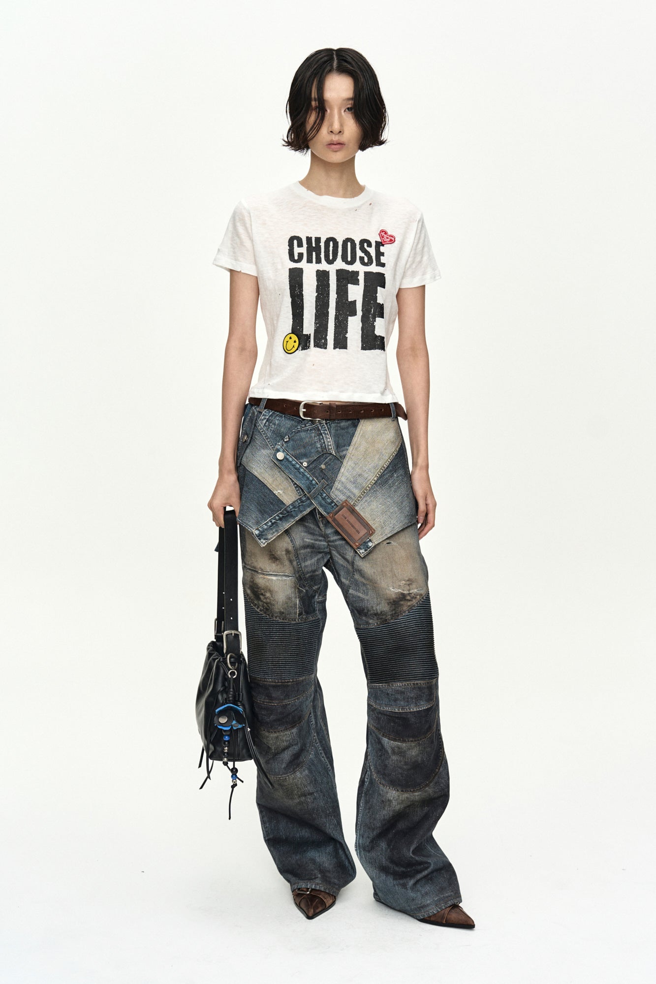 Andersson Bell - [Pre-Order – Ships August 7] Denim Trompe-L'oeil Graphic Biker Jeans (Mid Blue) product image 11 | TRAB K-Fashion Australia