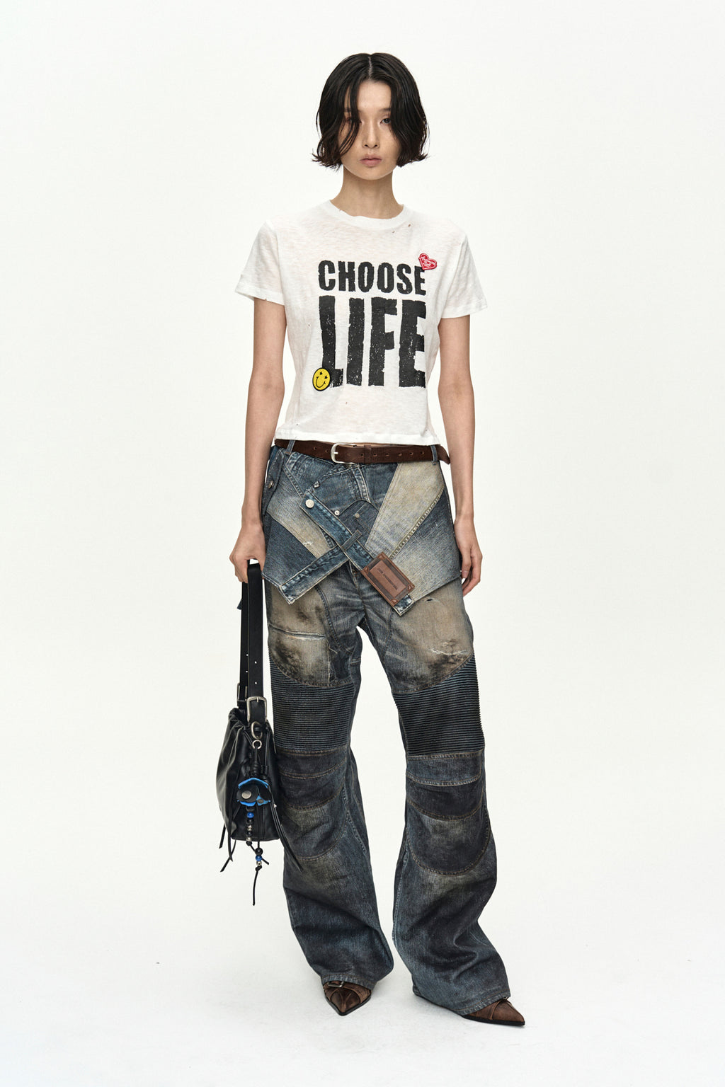 Andersson Bell - [Pre-Order – Ships August 7] Denim Trompe-L'oeil Graphic Biker Jeans (Mid Blue) product image 11 | TRAB K-Fashion Australia