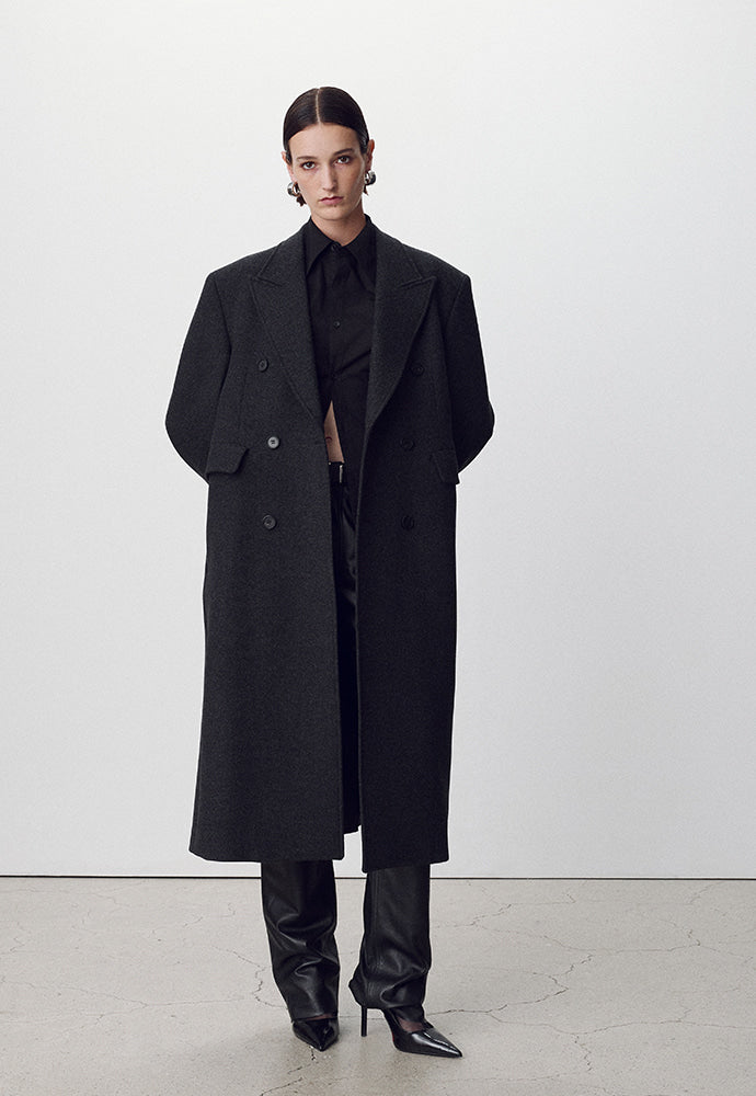 Tonywack - Herringbone Wool Double-Breasted Coat (Dark Herringbone) product image 2 | TRAB K-Fashion Australia