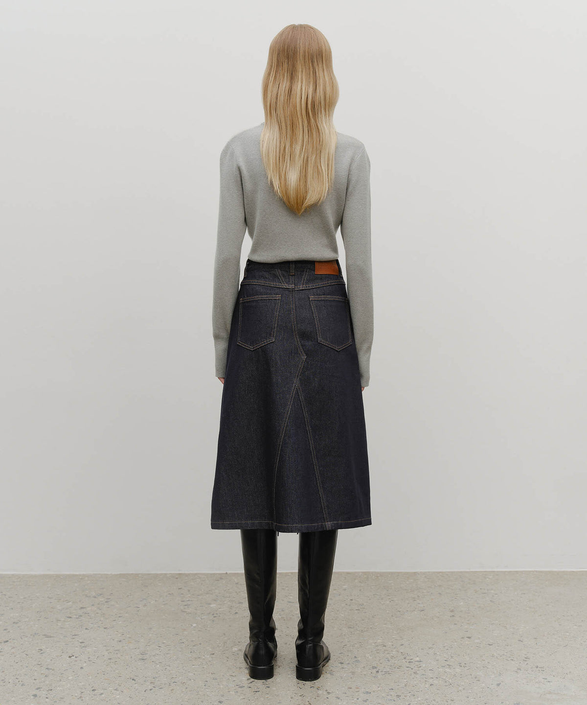 Marithe & Francois Girbaud - A-line Denim Midi Skirt (Dark Blue) product image 4 | TRAB K-Fashion Australia
