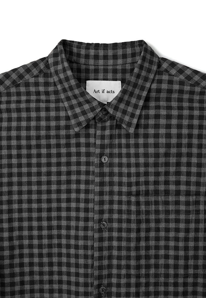 Art if acts - Gingham Check Oxford Shirt (Grey/Black) product image 9 | TRAB K-Fashion Australia