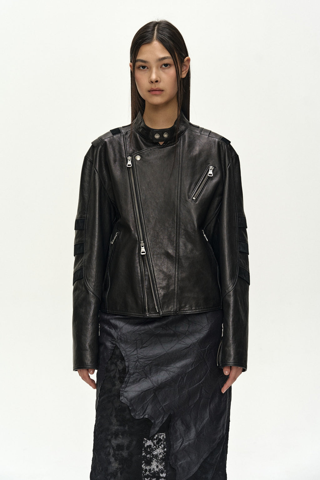 Andersson Bell - Segment Moto Leather Jacket (black) (Black) product image 8 | TRAB K-Fashion Australia