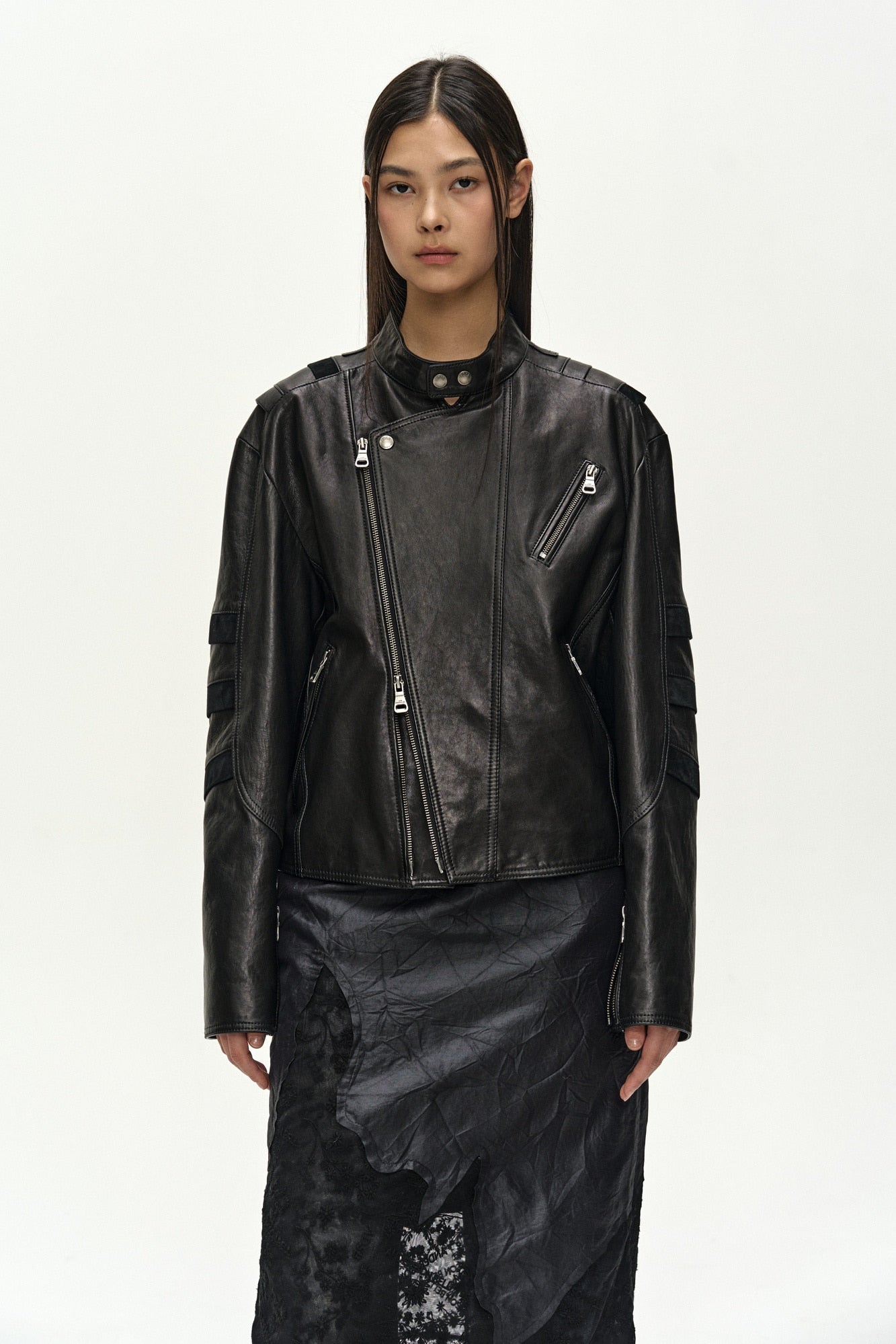 Andersson Bell - Segment Moto Leather Jacket (black) (Black) product image 8 | TRAB K-Fashion Australia