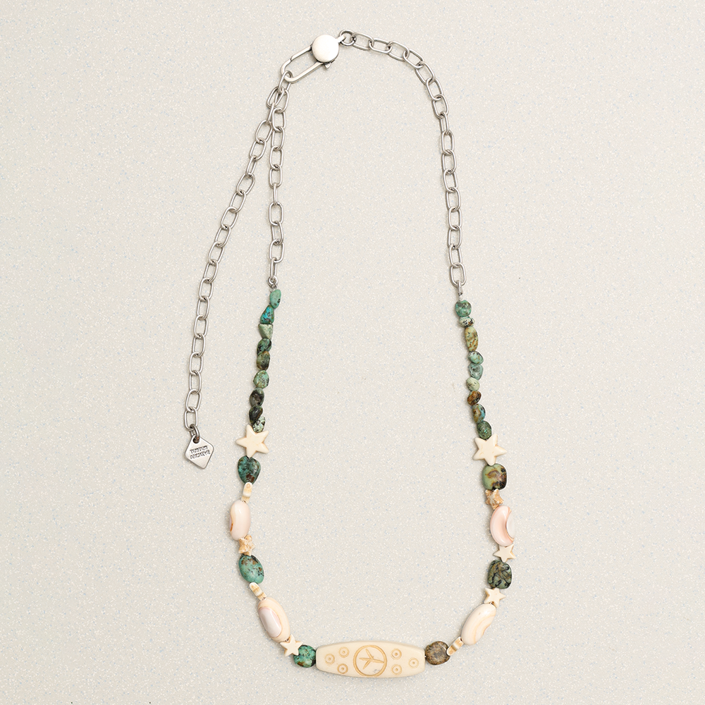 Towtow Archive - Peace Bar Stone Necklace (Green) product image 1 | TRAB K-Fashion Australia