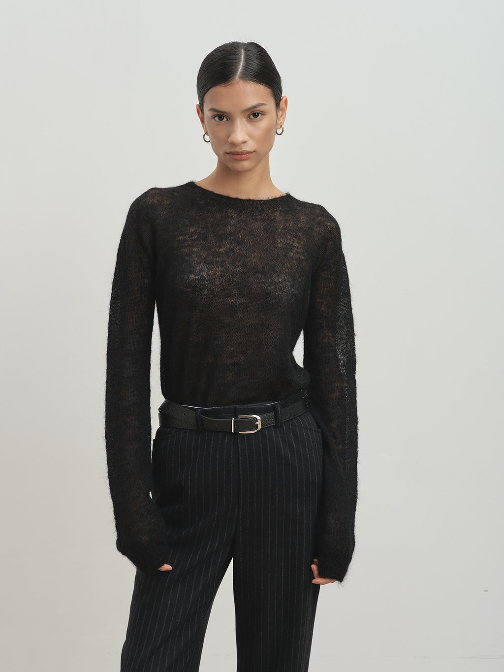 Tonywack - Striped Wool Flared Trousers (Black Stripe) product image 7 | TRAB K-Fashion Australia