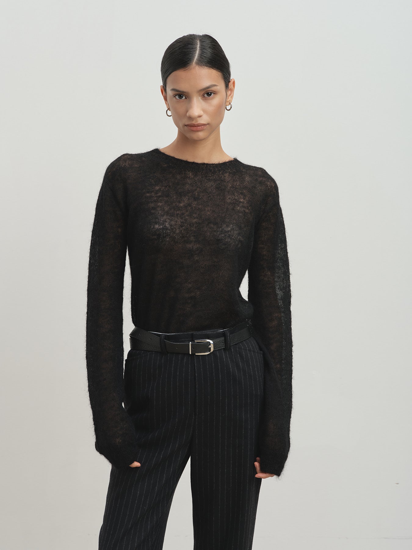 Tonywack - Striped Wool Flared Trousers (Black Stripe) product image 7 | TRAB K-Fashion Australia