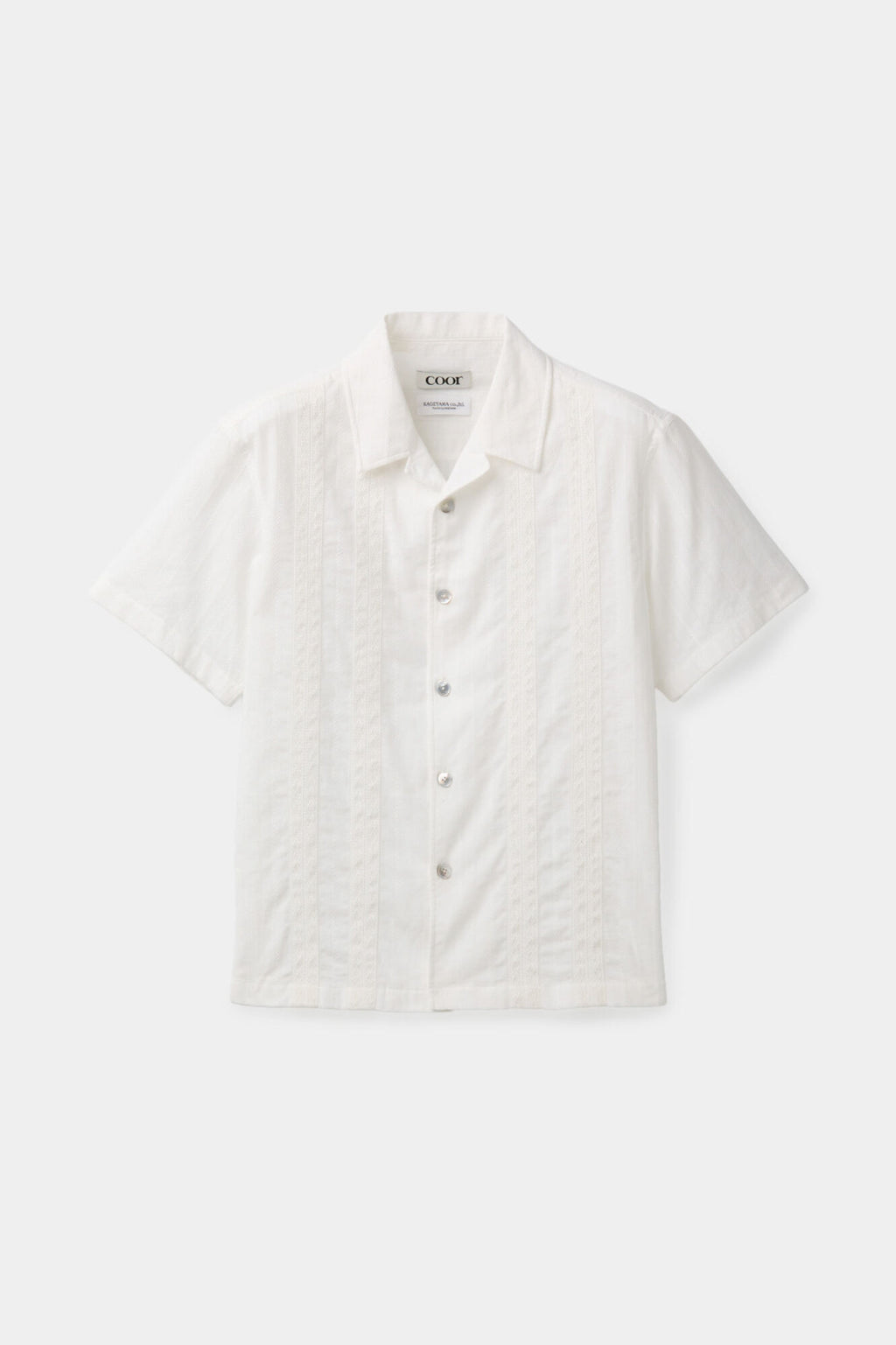 Coor - Guayabera Tape Half Shirt (White) product image 1 | TRAB K-Fashion Australia
