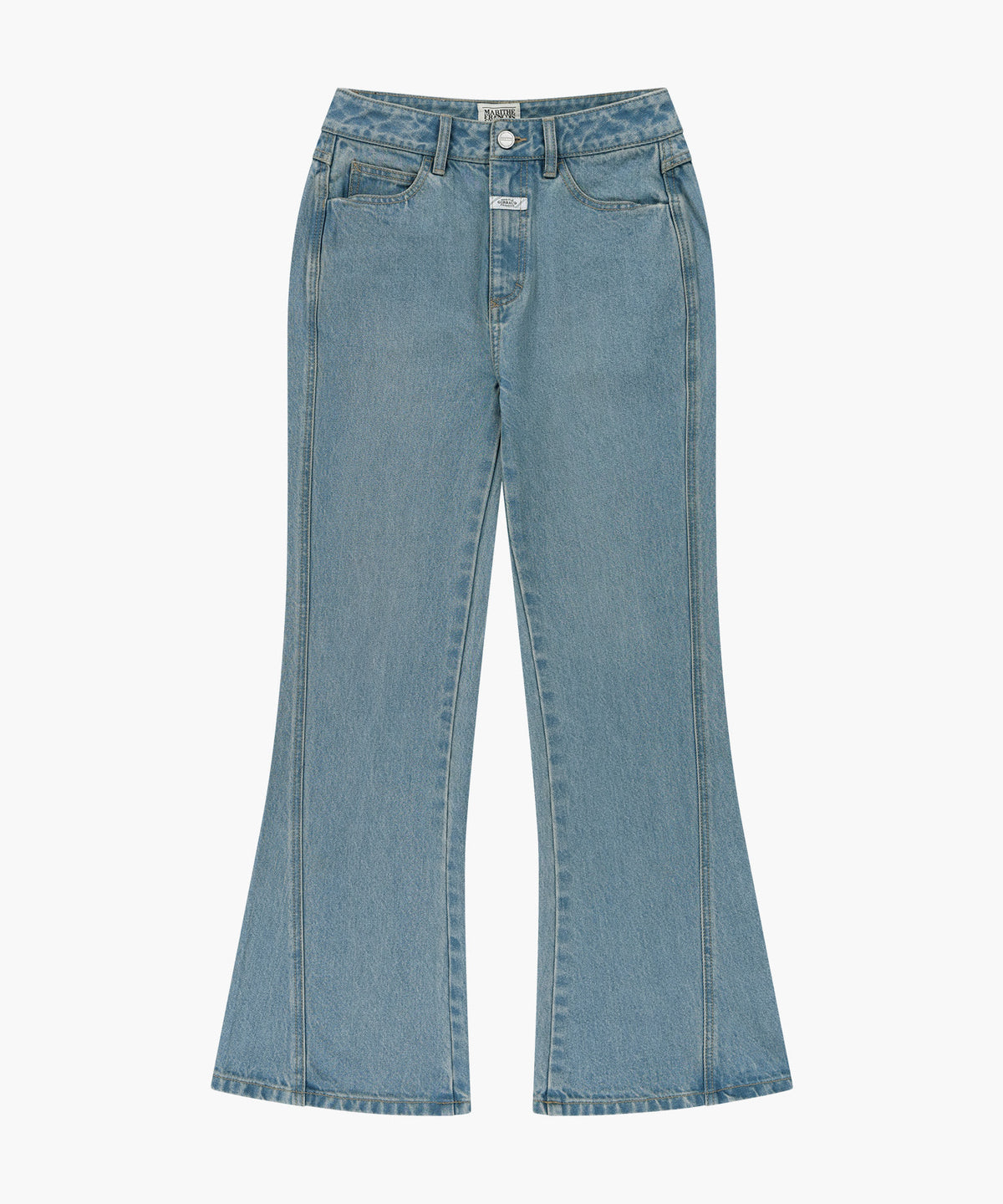 Marithe & Francois Girbaud - [Pre-order – Ships 7 Oct] Panelled Bootcut Denim Pants (Light Blue) product image 1 | TRAB K-Fashion Australia