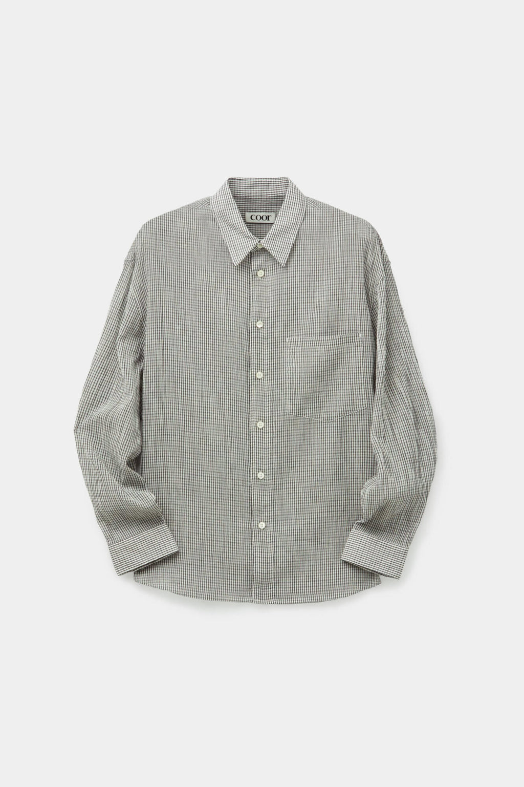 Coor - Wrinkle Sheer Check Shirt (White) product image 1 | TRAB K-Fashion Australia