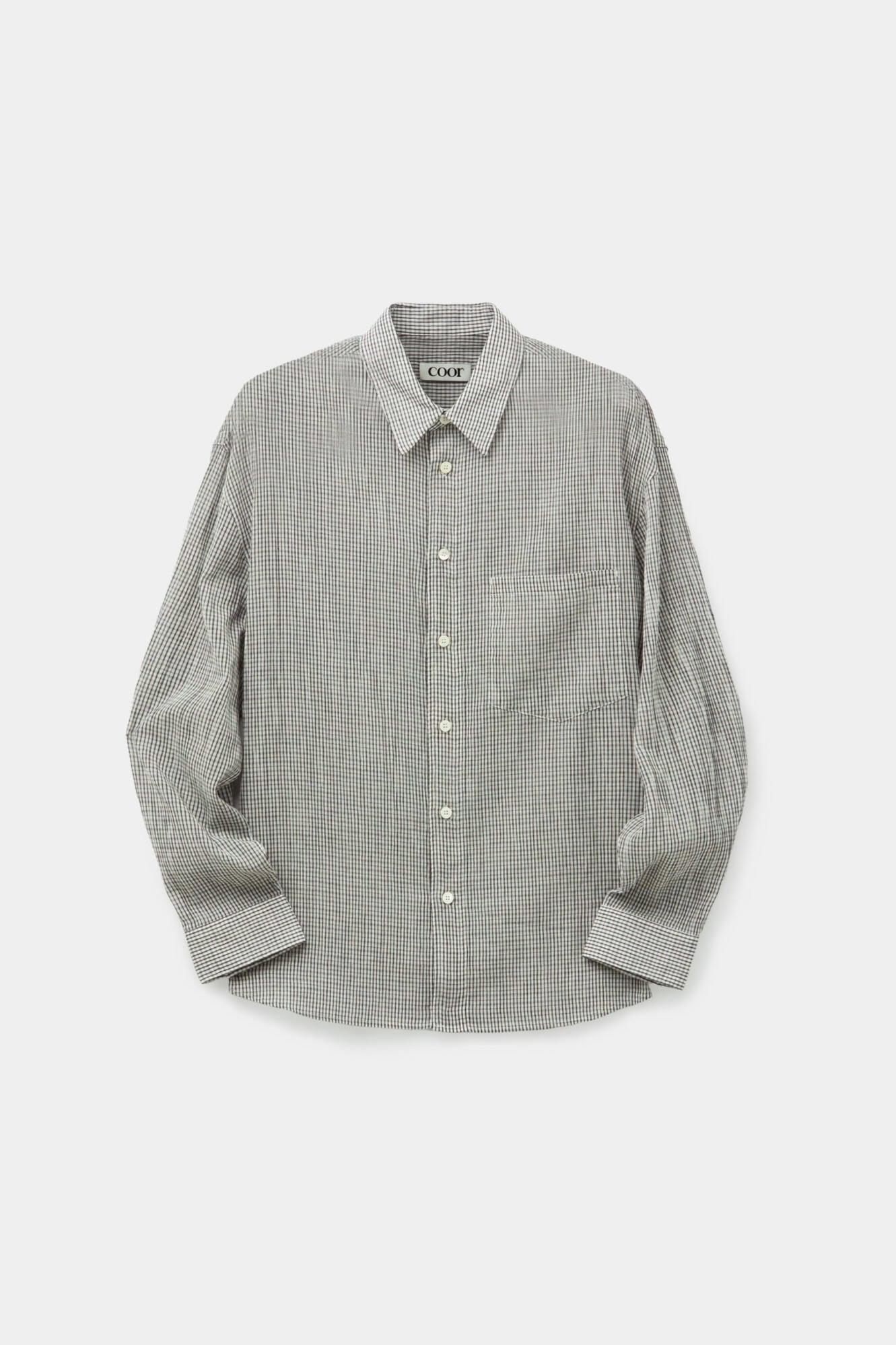 Coor - Wrinkle Sheer Check Shirt (White) product image 1 | TRAB K-Fashion Australia