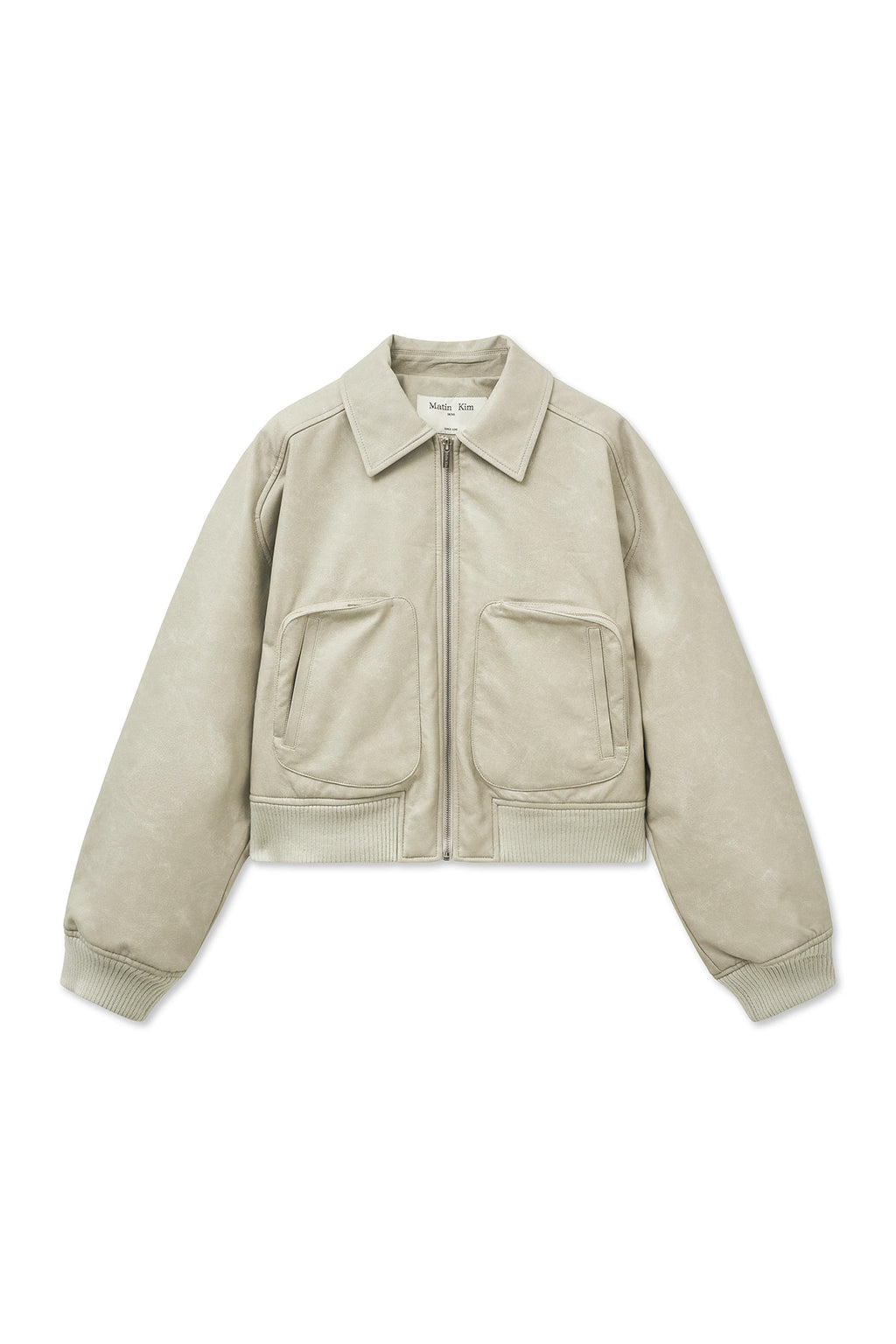 Matin Kim - Faux Leather Out Pocket Jumper (Light Grey) product image 10 | TRAB K-Fashion Australia