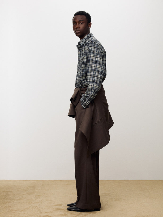 Tonywack - Checked Cotton Double Pocket Shirt (Blue) product image 2 | TRAB K-Fashion Australia